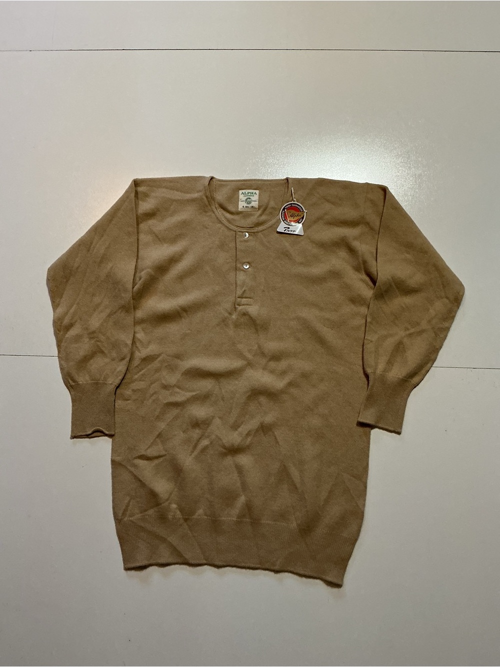 Vintage Alpha 100% Cashmere Japan Undershirt Henley Sweater
